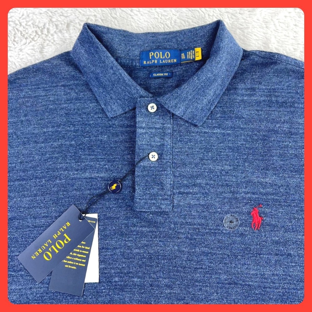 Polo Ralph Lauren Polo Shirt Men's XL Blue Heather 100%‎ Cotton Core Classic NEW